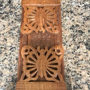 Handmade wooden book ends butterfly